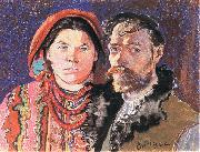 Stanislaw Wyspianski Self Portrait with Wife at the Window, Spain oil painting artist
